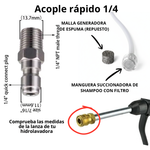Cañón de espuma acople rápido 1/4