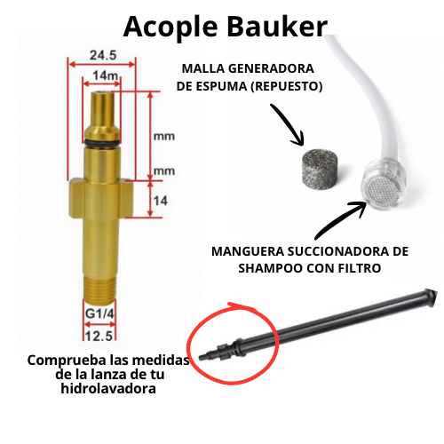 Cañón de espuma para Bauker