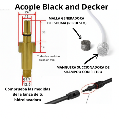Cañón de espuma para Black and Decker y Bosch